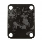 Engraved Guitar Joint/Heel Neck Plate, Black (Standard 4 Bolt) Night Elf w/ White Tiger (B2103)