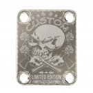 Engraved Guitar Joint/Heel Neck Plate, Nickel (Standard 4 Bolt) Custom Skull Guns Roses (N2042)