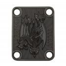Engraved Guitar Joint/Heel Neck Plate, Black (Standard 4 Bolt) 5 Headed Serpent Dragon (B2017)