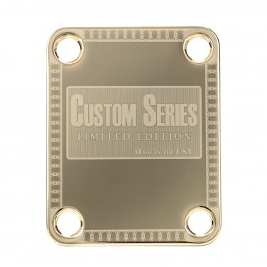 Engraved Guitar Joint/Heel Neck Plate, Gold (Standard 4 Bolt) Custom Border Series USA (G2034)