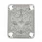 Engraved Guitar Joint/Heel Neck Plate, Chrome (Standard 4 Bolt) Custom Series w/ Scroll (C2040)