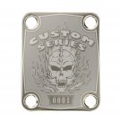 Engraved Guitar Joint/Heel Neck Plate, Nickel (Standard 4 Bolt) Flaming Skull Serial #1 (N2021)