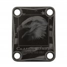 Engraved Guitar Joint/Heel Neck Plate, Black (Standard 4 Bolt) USA Made Flag and Eagle (B2016)
