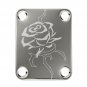 Engraved Guitar Joint/Heel Neck Plate, Chrome (Standard 4 Bolt) Single Rose Thorned Vine (C2112)