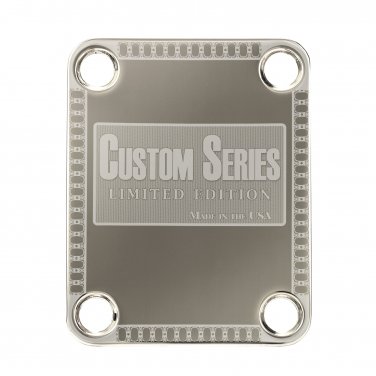 Engraved Guitar Joint/Heel Neck Plate, Nickel (Standard 4 Bolt) Custom Border Series USA (N2034)