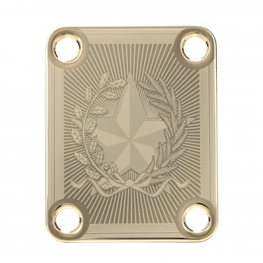 Engraved Guitar Joint/Heel Neck Plate, Gold (Standard 4 Bolt) Texas Lone Star Design (G2033)