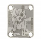 Engraved Guitar Joint/Heel Neck Plate, Nickel (Standard 4 Bolt) Angel In Clouds Custom (N2018)