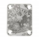 Engraved Guitar Joint/Heel Neck Plate, Chrome (Standard 4 Bolt) Relic USA Flag And Eagle (C2015)