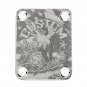 Engraved Guitar Joint/Heel Neck Plate, Chrome (Standard 4 Bolt) Relic USA Flag And Eagle (C2015)