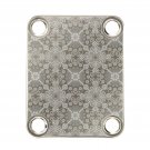 Engraved Guitar Joint/Heel Neck Plate, Nickel (Standard 4 Bolt) Trellis Pattern w/border (N2006)