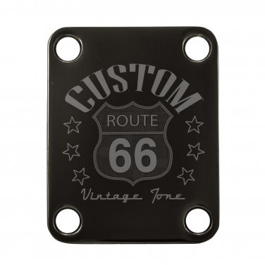 Engraved Guitar Joint/Heel Neck Plate, Black (Standard 4 Bolt) Vintage Custom Route 66 (B2099)