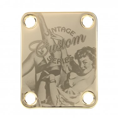 Engraved Guitar Joint/Heel Neck Plate, Gold (Standard 4 Bolt) Vintage Pinup Custom SRS (G2030)