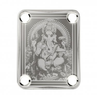 Engraved Guitar Joint/Heel Neck Plate, Chrome (Standard 4 Bolt) The Divine Lord Ganesha (C2102)