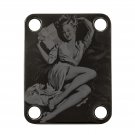 Engraved Guitar Joint/Heel Neck Plate, Black (Standard 4 Bolt) Sexy Classic Pin-Up Girl (B2113)