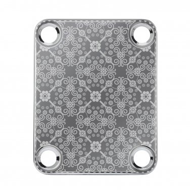 Engraved Guitar Joint/Heel Neck Plate, Chrome (Standard 4 Bolt) Trellis Pattern 2 (C2009)
