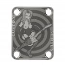 Engraved Guitar Joint/Heel Neck Plate, Nickel (Standard 4 Bolt) Rock & Roll Pinup Babe (N2019)