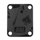 Engraved Guitar Joint/Heel Neck Plate, Black (Standard 4 Bolt) One Pair Ace Of Spades (B2122)
