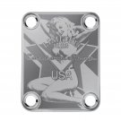 Engraved Guitar Joint/Heel Neck Plate, Chrome (Standard 4 Bolt) Limited USA Custom Pinup (C2007)