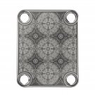 Engraved Guitar Joint/Heel Neck Plate, Nickel (Standard 4 Bolt) Floral Trellis Pattern 4 (N2013)