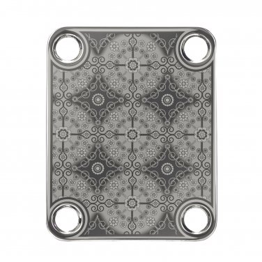 Engraved Guitar Joint/Heel Neck Plate, Nickel (Standard 4 Bolt) Floral Trellis Pattern 4 (N2013)