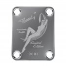Engraved Guitar Joint/Heel Neck Plate, Chrome (Standard 4 Bolt) Moon Beauty Serial 0001 (C2083)