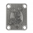 Engraved Guitar Joint/Heel Neck Plate, Nickel (Standard 4 Bolt) 5 Headed Serpent Dragon (N2017)
