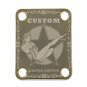 Engraved Guitar Joint/Heel Neck Plate, Gold (Standard 4 Bolt) Custom Star Scroll Pinup (G2020)