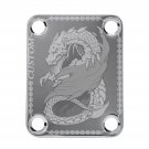 Engraved Guitar Joint/Heel Neck Plate, Chrome (Standard 4 Bolt) Winged Serpent Dragon (C2094)