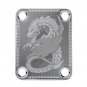 Engraved Guitar Joint/Heel Neck Plate, Chrome (Standard 4 Bolt) Winged Serpent Dragon (C2094)