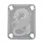 Engraved Guitar Joint/Heel Neck Plate, Chrome (Standard 4 Bolt) Winged Serpent Dragon (C2094)