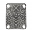 Engraved Guitar Joint/Heel Neck Plate, Nickel (Standard 4 Bolt) Floral Trellis Pattern 1 (N2008)