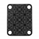 Engraved Guitar Joint/Heel Neck Plate, Black (Standard 4 Bolt) Trellis Pattern 2 (B2009)