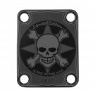 Engraved Guitar Joint/Heel Neck Plate, Black (Standard 4 Bolt) Skull Crossbones LE USA (B2002)