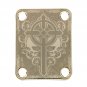 Engraved Guitar Joint/Heel Neck Plate, Gold (Standard 4 Bolt) Relic Cross and Skulls (G2014)