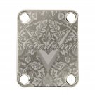 Engraved Guitar Joint/Heel Neck Plate, Nickel (Standard 4 Bolt) Custom Vines and Leaves (N2004)