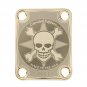 Engraved Guitar Joint/Heel Neck Plate, Gold (Standard 4 Bolt) Skull Crossbones LE USA (G2002)