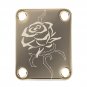 Engraved Guitar Joint/Heel Neck Plate, Gold (Standard 4 Bolt) Single Rose Thorned Vine (G2112)