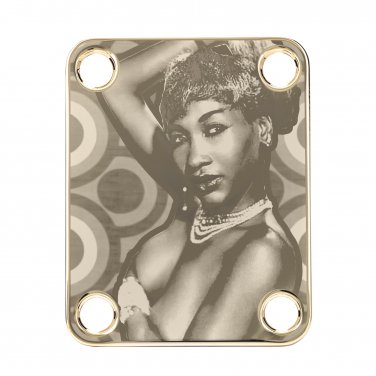 Engraved Guitar Joint/Heel Neck Plate, Gold (Standard 4 Bolt) Black Beauty in Pearls (G2123)