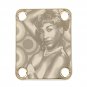 Engraved Guitar Joint/Heel Neck Plate, Gold (Standard 4 Bolt) Black Beauty in Pearls (G2123)