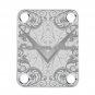 Engraved Guitar Joint/Heel Neck Plate, Chrome (Standard 4 Bolt) Damask Pattern Cstm Shop (C2025)