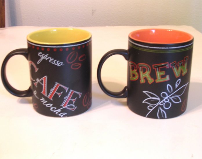 SOLD!!! Two Vintage Starbucks Coffee Mugs / Cafe Brew Design Dated 2002 ...