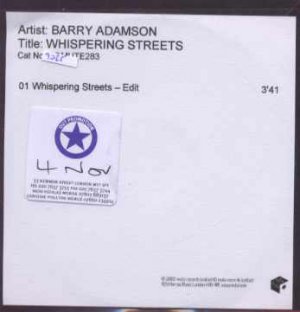 Barry Adamson - Whispering Streets - UK Promo  CD Single