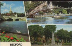 BEDFORD 3 Views - War Memorial - The Bridge - The Suspension Bridge Postcard