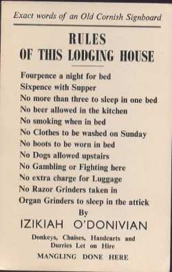 Rules of this Lodging House by IZIKIAH O'DONIVIAN Postcard