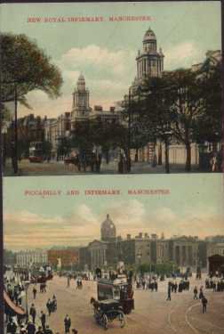 New Royal Infirmary and Picadilly and Infirmany Manchester Postcard