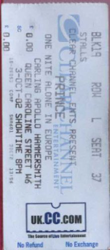 Prince - Ticket - One Nite Alone - UK   Ticket -   ex