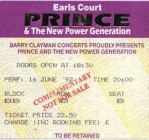 Prince - Ticket - Diamonds & Pearls - UK   Ticket -   ex
