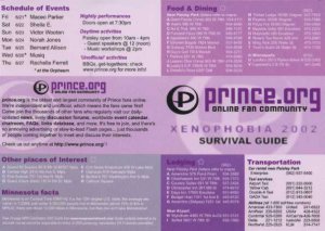 Prince - Flyer - Xenophobia 2002 Survival Guide - USA   Flyer -
