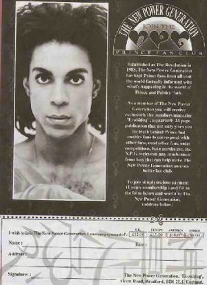Prince - Flyer - The New Power Generation fanzine - UK   Flyer -   ex