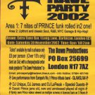 Prince - Flyer - Rave Party 2002 - Uk   Flyer -   ex